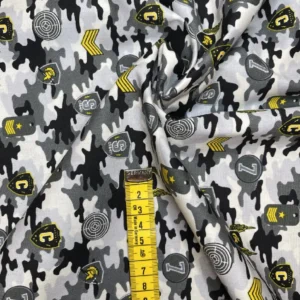 Bomuld poplin Army Grå med sergent striber