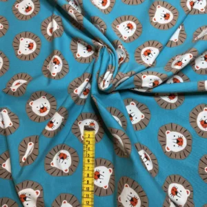 jersey-print Løver med røde næser på Petrol blå baggrund