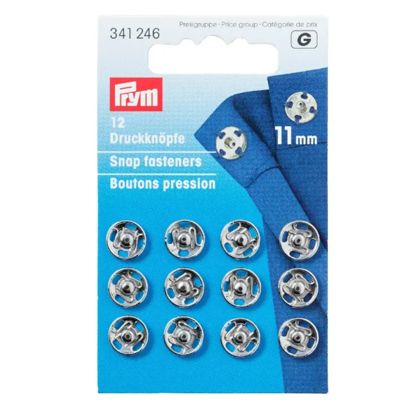 Tryklåse 11mm Prym 341 246, Prym sy på trykknap 11 mm sølv