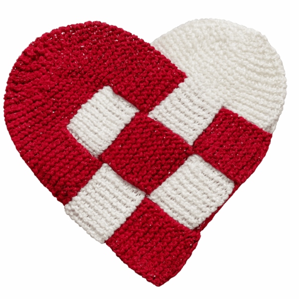 Strikke flettet julehjerte