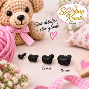 næser med låsering, næse med låsering, sorte næser, sorte bamsenæser, bamsenæse, bamsenæser, næser til bamser, næser til amigurumi, amigurumi næser, næse 12 mm, næse 15 mm, bamsenæse 12 mm, bamsenæse 15 mm, næser til hæklede bamser, næser til hæklede dyr, bamsetilbehør, kreativt tilbehør, hobbytilbehør, Søstrene Kronbo